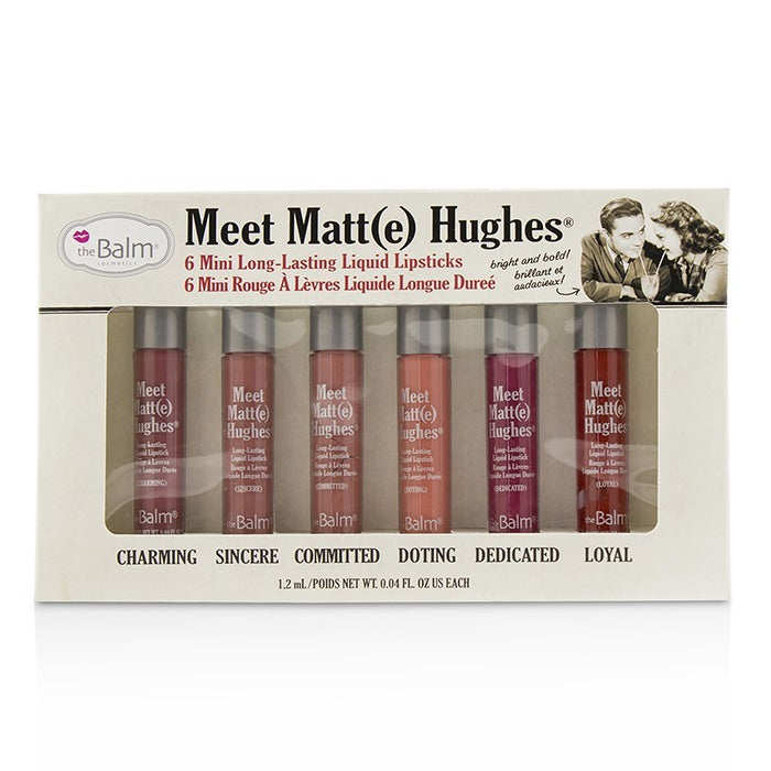 TheBalm Meet Matt(e) Hughes 6 Mini-Set mit lang anhaltenden flüssigen Lippenstiften – Vol. 1, 6 x 1,2 ml