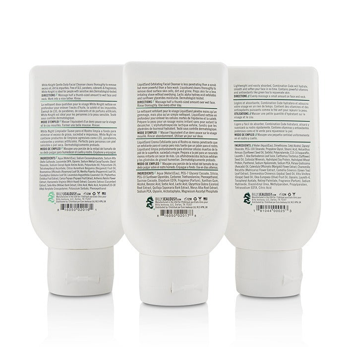 Billy Jealousy Face3Some Kit: Feuchtigkeitscreme fürs Gesicht 88 ml + Peeling-Gesichtsreiniger 88 ml + sanfter täglicher Gesichtsreiniger 88 ml, 3-tlg.