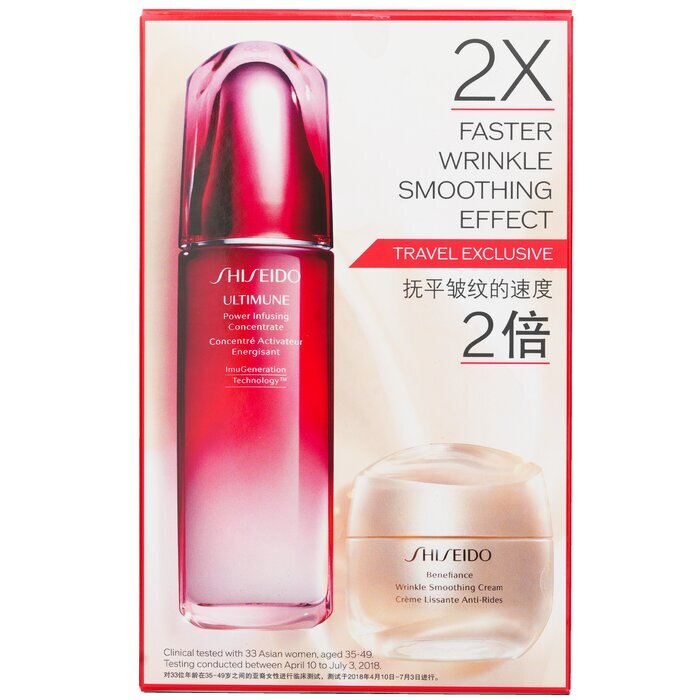 Shiseido Defend & Regenerate Power Faltenglättungsset: Ultimune Power Infusing Concentrate N 100ml + Benefiance Faltenglättungscreme 50ml 2St