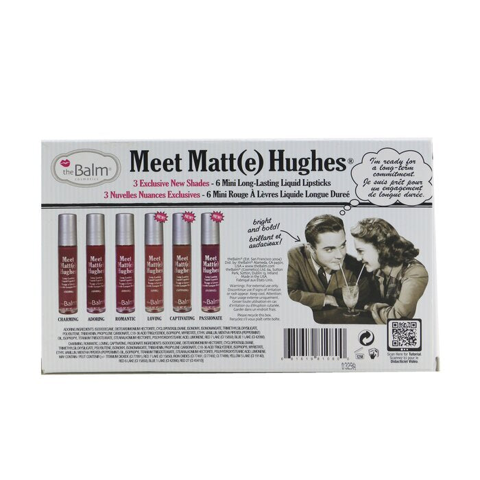 TheBalm Meet Matt(e) Hughes 6 Mini-Set mit langanhaltenden flüssigen Lippenstiften – Band 3, 6 x 1,2 ml/0,04 oz