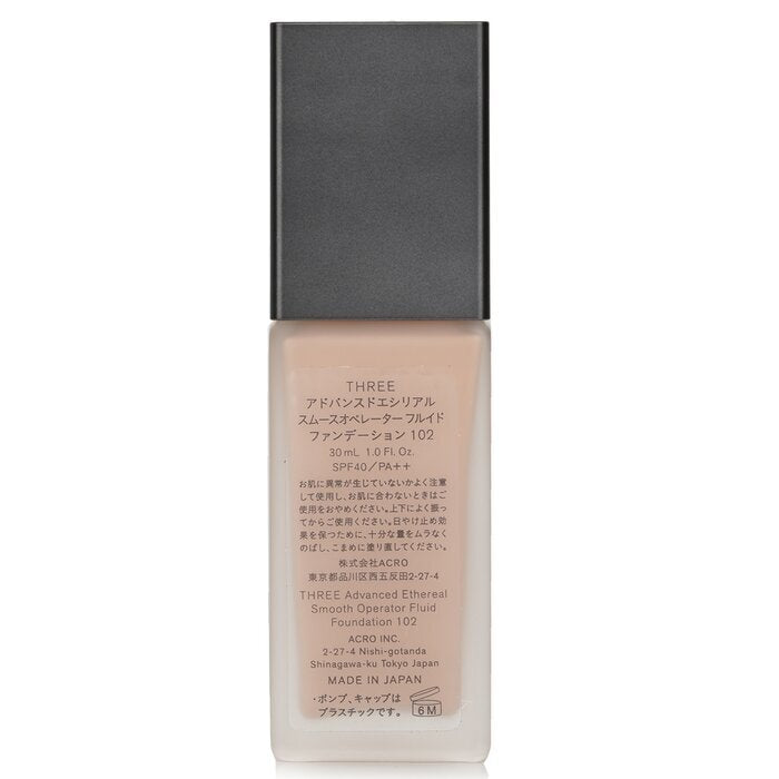 THREE Advanced Ethereal Smooth Operator Fluid Foundation SPF40 – Nr. 102, 30 ml