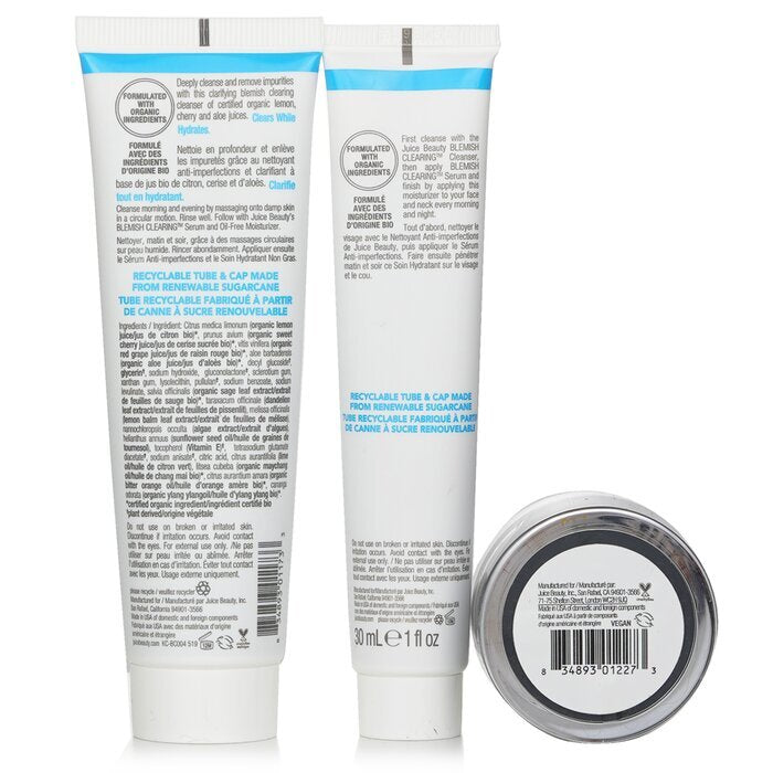 Juice Beauty Blemish Clearing Solutions Kit: Reinigungsmittel + Feuchtigkeitscreme + Maske + Waschlappen (ohne Verpackung) 3-tlg. + 1 Tuch