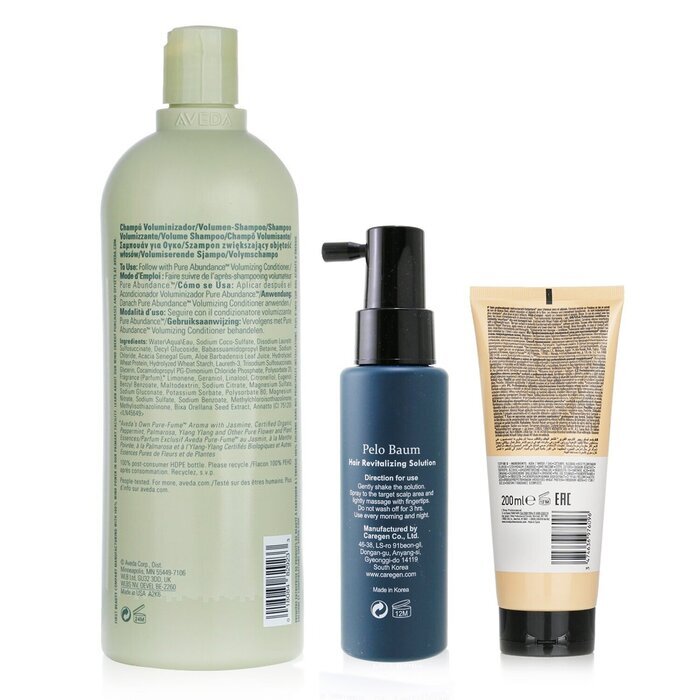 Pelo Baum Haarrevitalisierende Lösung 60 ml + Aveda Volumenshampoo 1000 ml + L'Oreal Resurfacing Conditioner 200 ml 3 Stück