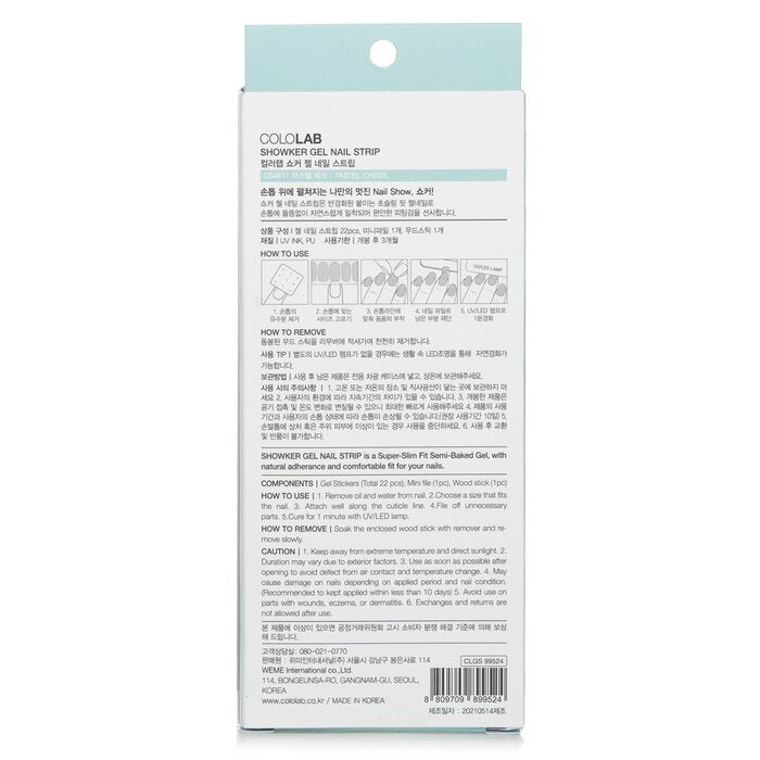 Cololab Showker Gel Nail Strip # CSA611 Pastel Check 1pcs