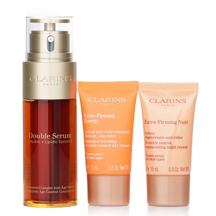 Clarins Rituale Double Serum & Extra Firming Set: 3 Stück + 1 Beutel