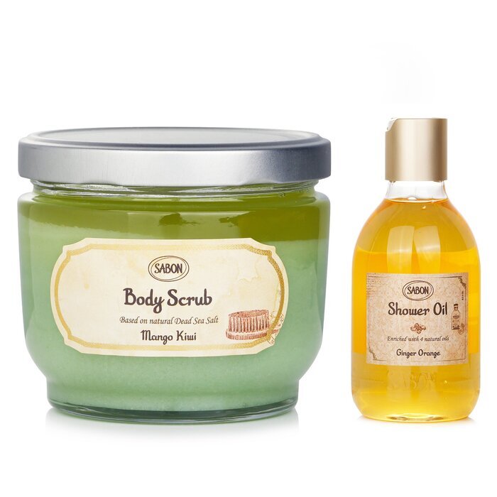 Sabon Körperpeeling – Mango-Kiwi & Duschöl – Ingwer-Orange 2 Stück