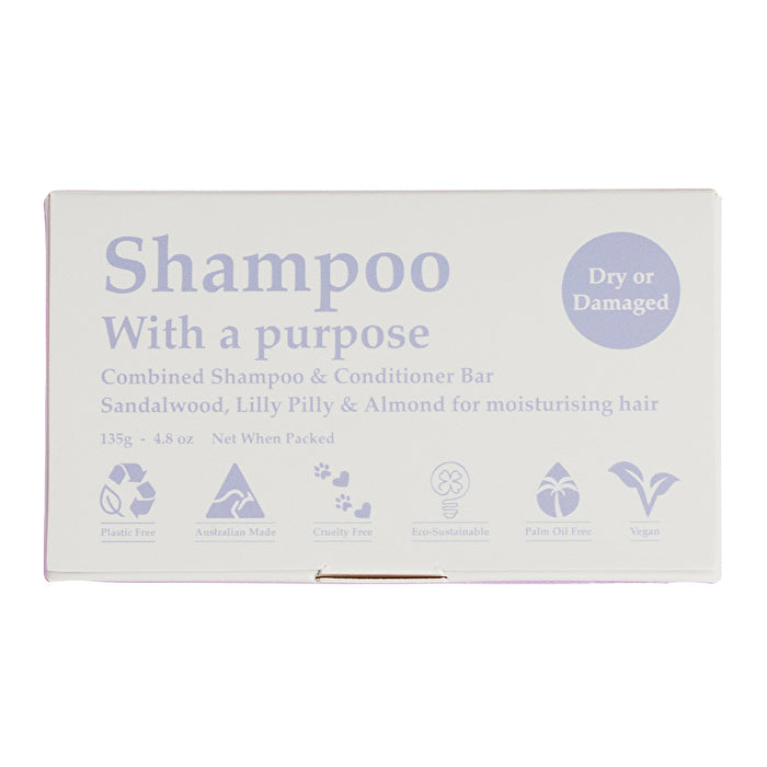 Shampoo With A Purpose Shampoo & Conditioner Bar, für trockenes oder strapaziertes Haar, 135 g