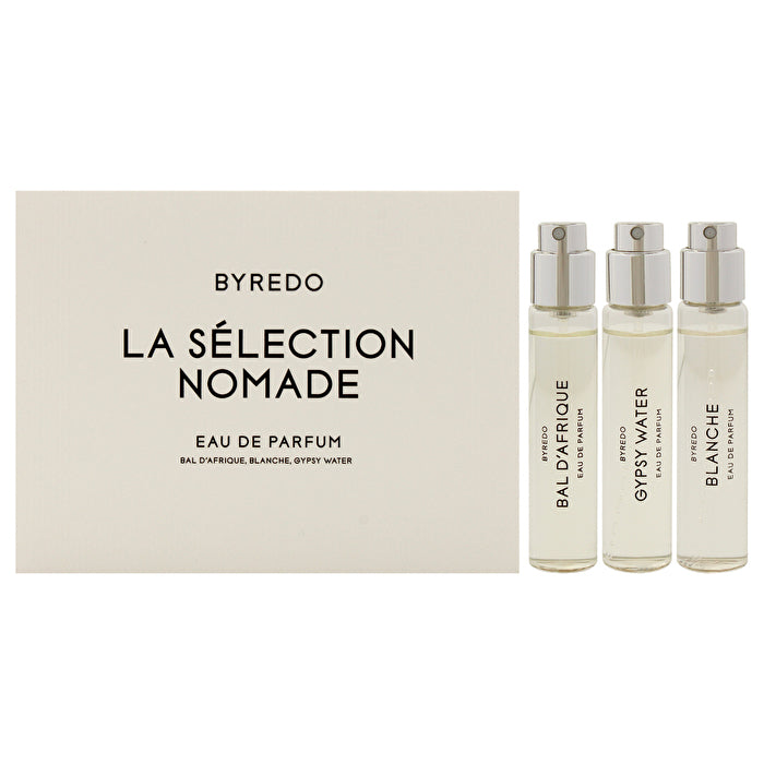 Byredo La Selection Nomade Set für Unisex – 3-teiliges Mini-Geschenkset 12 ml/0,4 Unzen Bal D Afrique Eau De Parfum Spray 12 ml/0,4 Unzen Blanche Eau De Parfum Spray 12 ml/0,4 Unzen Gypsy Eau De Parfum Spray 12 ml/0,4 Unzen