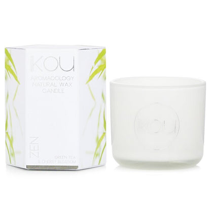 iKOU Eco-Luxury Aromacology Kerzenglas aus natürlichem Wachs – Zen (Grüner Tee und Kirschblüte), 85 g