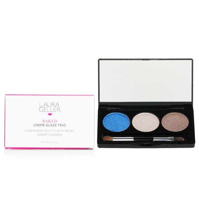 Laura Geller Baked Cream Glaze Trio Eyshadow Palette With Brush - # Sandy Lagoon 3g/0.1oz