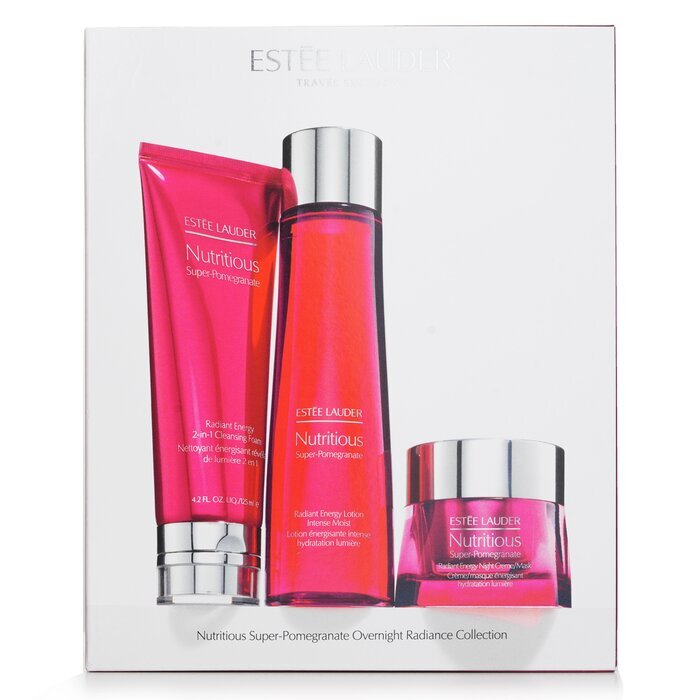 Estee Lauder Nutritious Super-Pomegranate Overnight Radiance Collection: Reinigungsschaum 125 ml + Lotion Intense Moist 200 ml + Nachtcreme 50 ml, 3 Stück