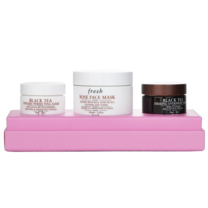 Fresh Face Mask Set: 1x Rose Face Mask - 100ml/3.3oz + 1x Black Tea Firming Overnight Mask - 30ml/1oz + 1x Black Tea Instant Perfecting Mask - 30ml/1oz 3pcs