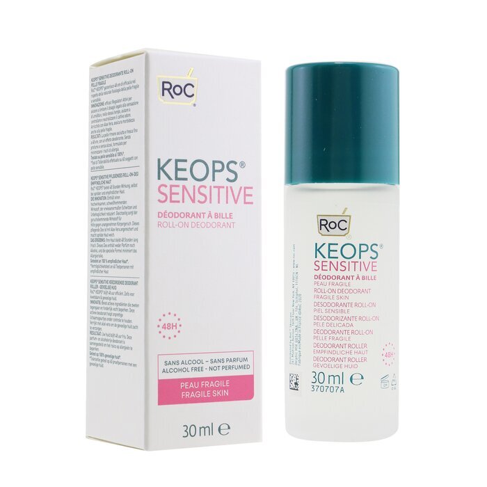 ROC KEOPS Sensitive Roll-On Deodorant 48H – Alkoholfrei und nicht parfümiert (empfindliche Haut) 30 ml