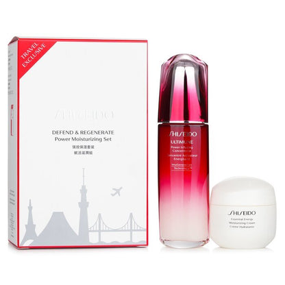 Shiseido Defend & Regenerate Power Moisturizing Set: Ultimune Power Infusing Concentrate N 100ml + Essential Energy Moisturizing Cream 50 ml 2pcs