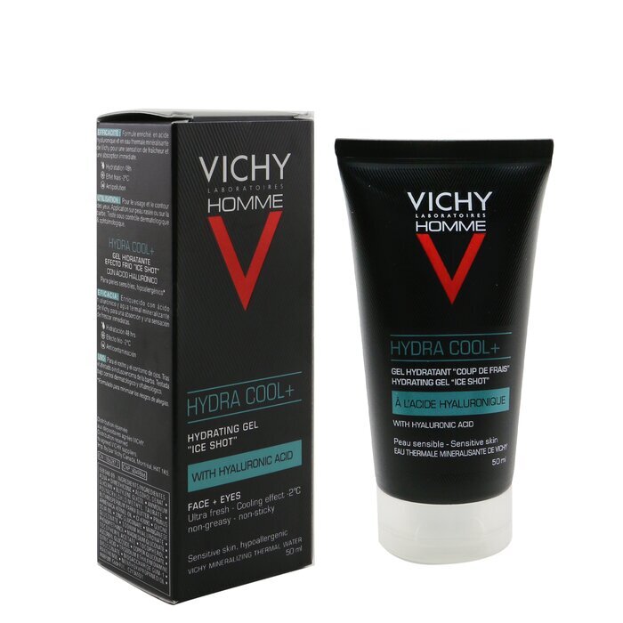 Vichy Homme Hydra Cool+ – Feuchtigkeitsgel „Ice Shot“ mit Hyaluronsäure (für Gesicht und Augen) 50 ml