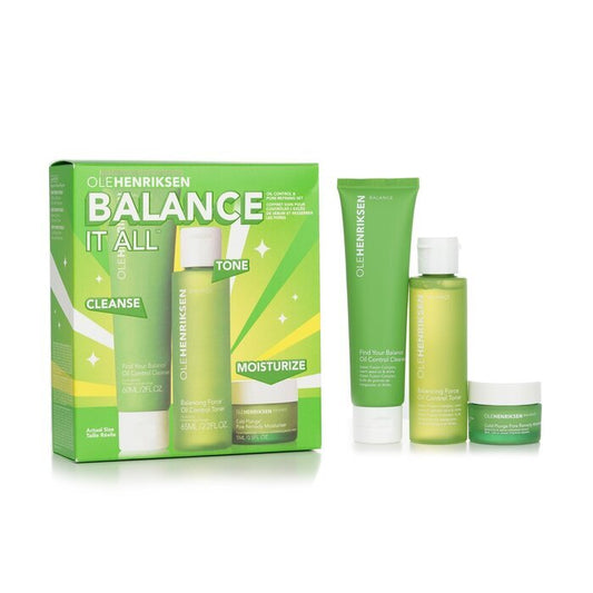 Ole Henriksen Balance It All Oil Control & Pore-Refining Set: Cleanser 60ml + Toner 65ml + Moisturizer 15ml 3pcs