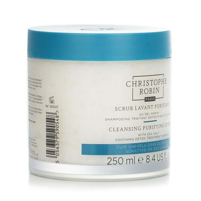 Christophe Robin Cleansing Purifying Scrub mit Meersalz (beruhigendes Detox-Behandlungsshampoo) – Empfindliche oder fettige Kopfhaut 250 ml/8,4 oz