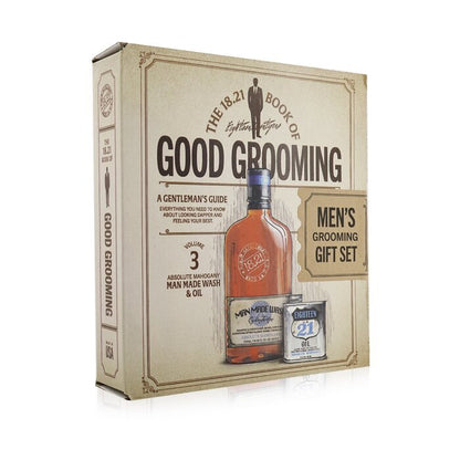 18.21 Man Made Book of Good Grooming Gift Set Volume 3: Absolute Mahogany (Wash 532ml  + Oil 60ml ) 2pcs