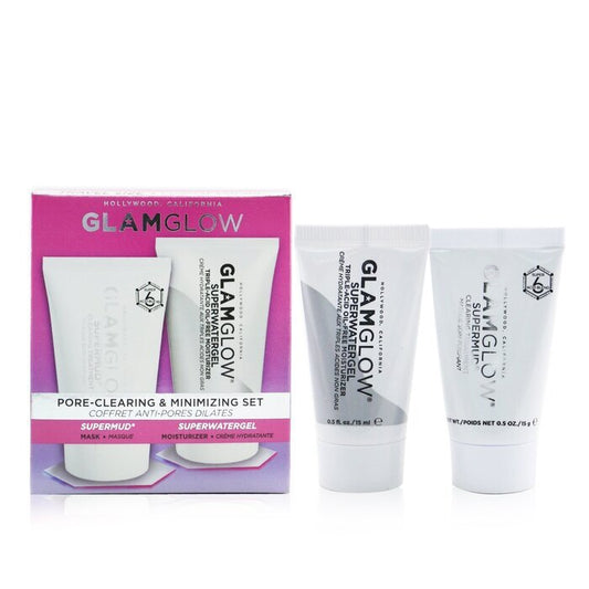 Glamglow Porenreinigendes und -minimierendes Set: Supermud Clearing Treatment 15 g + Superwatergel Moisturizer 15 ml, 2 Stück