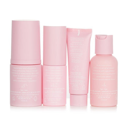 Kylie Skin 4-teiliges Mini-Set: Schäumendes Gesichtswaschmittel 30 ml + Gesichtsfeuchtigkeitscreme 15 ml + Vitamin-C-Serum 10 ml + Vanillemilch-Toner 30 ml, 4-tlg.