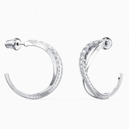 Swarovski Twist hoop earrings 5563908 - White, Rhodium plated White