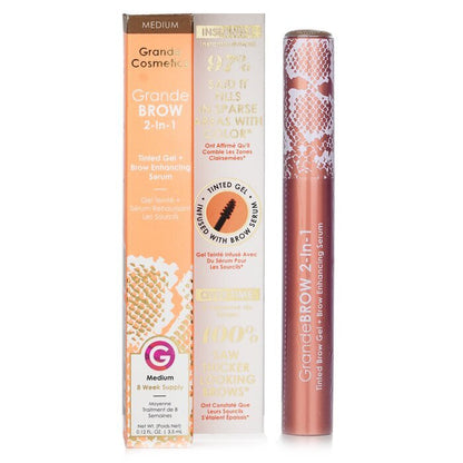 Grande Cosmetics (GrandeLash) GrandeBROW 2 in 1 getöntes Augenbrauengel + Augenbrauen-Verstärkendes Serum – Mittel 3,5 ml