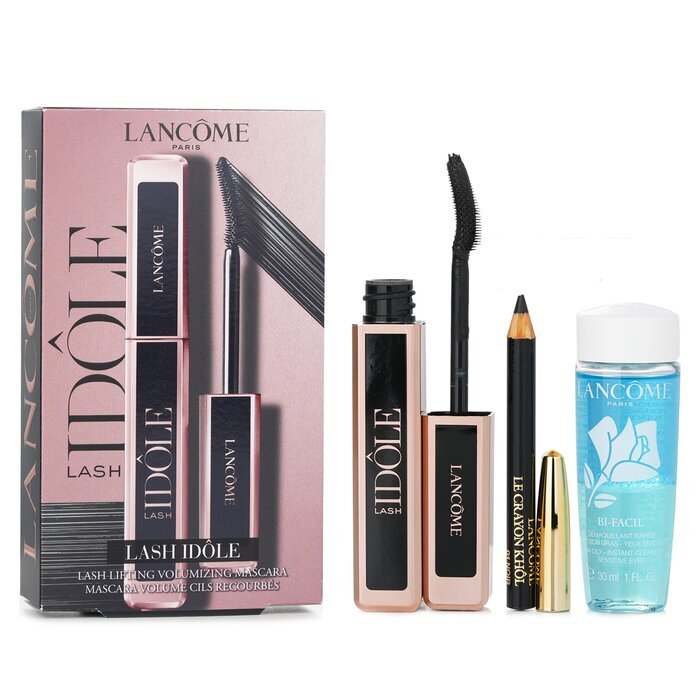 Lancome Lash Idole Mascara Set: Volumizing Mascara 8ml + Le Crayon Khol - No. 01 Black 0.7g + Non-Oily Instant Cleanser 30ml 942911 3pcs