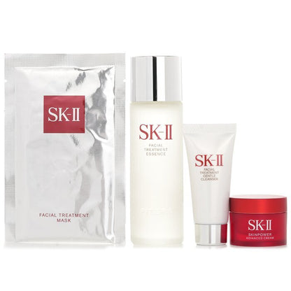 SK II Bestseller-Testset: Gesichtsbehandlung Ess. 75 ml + Gesichtsbehandlungsreiniger 20 g + SKINPOWER Advanced Cream 15 g + FT-Maske 1 Stk. 4 Stk.