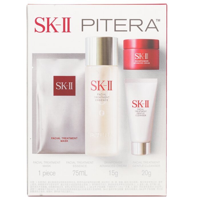 SK II Bestseller-Testset: Gesichtsbehandlung Ess. 75 ml + Gesichtsbehandlungsreiniger 20 g + SKINPOWER Advanced Cream 15 g + FT-Maske 1 Stk. 4 Stk.