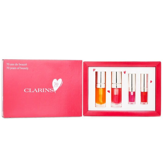 Clarins Lip Comfort Oil Coffret: Lip Oil - 01 7ml+Lip Oil - 04 7ml+Lip Oil - 02 1.4ml+Lip Oil - 08 1.4ml 4pcs