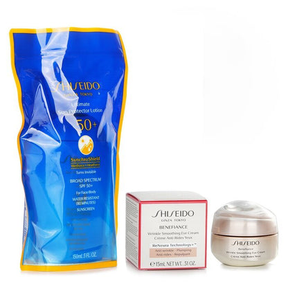Shiseido Ultimate Sun Protector Lotion SPF 50+ Sonnenschutz (für Gesicht und Körper) + Benefiance Wrinkle Smoothing Eye Cream 2 Stück