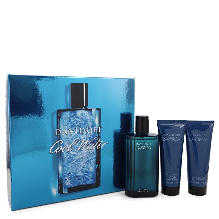Davidoff Cool Water Geschenkset – Eau de Toilette Spray + 2,5 oz After Shave Balsam + 2,5 oz Duschgel