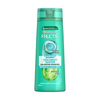 Garnier Fructis Kokoswasser-Shampoo, 315 ml, für fettige Haarwurzeln und trockene Spitzen