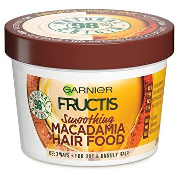 Garnier Fructis Hair Food Smoothing Macadamia Mehrzweck-Kur für trockenes und widerspenstiges Haar, 390 ml