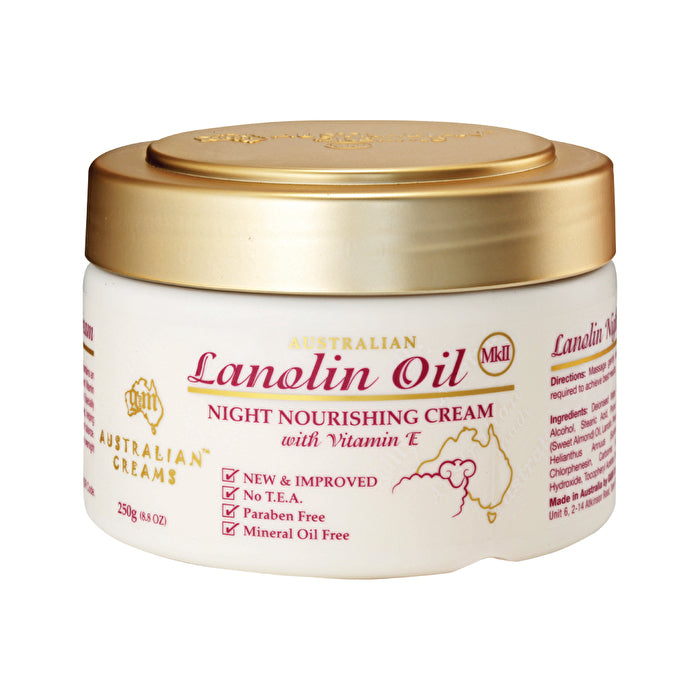 Australian Creams MkII Lanolinöl-Nährcreme für die Nacht mit Vitamin E, 250 g