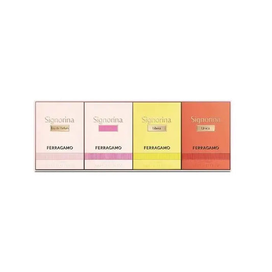 Salvatore Ferragamo Signorina Gift Set - Signorina, Siginorina in Fiore, Signorina Libera, Signorina Unica each in Eau De Parfum size